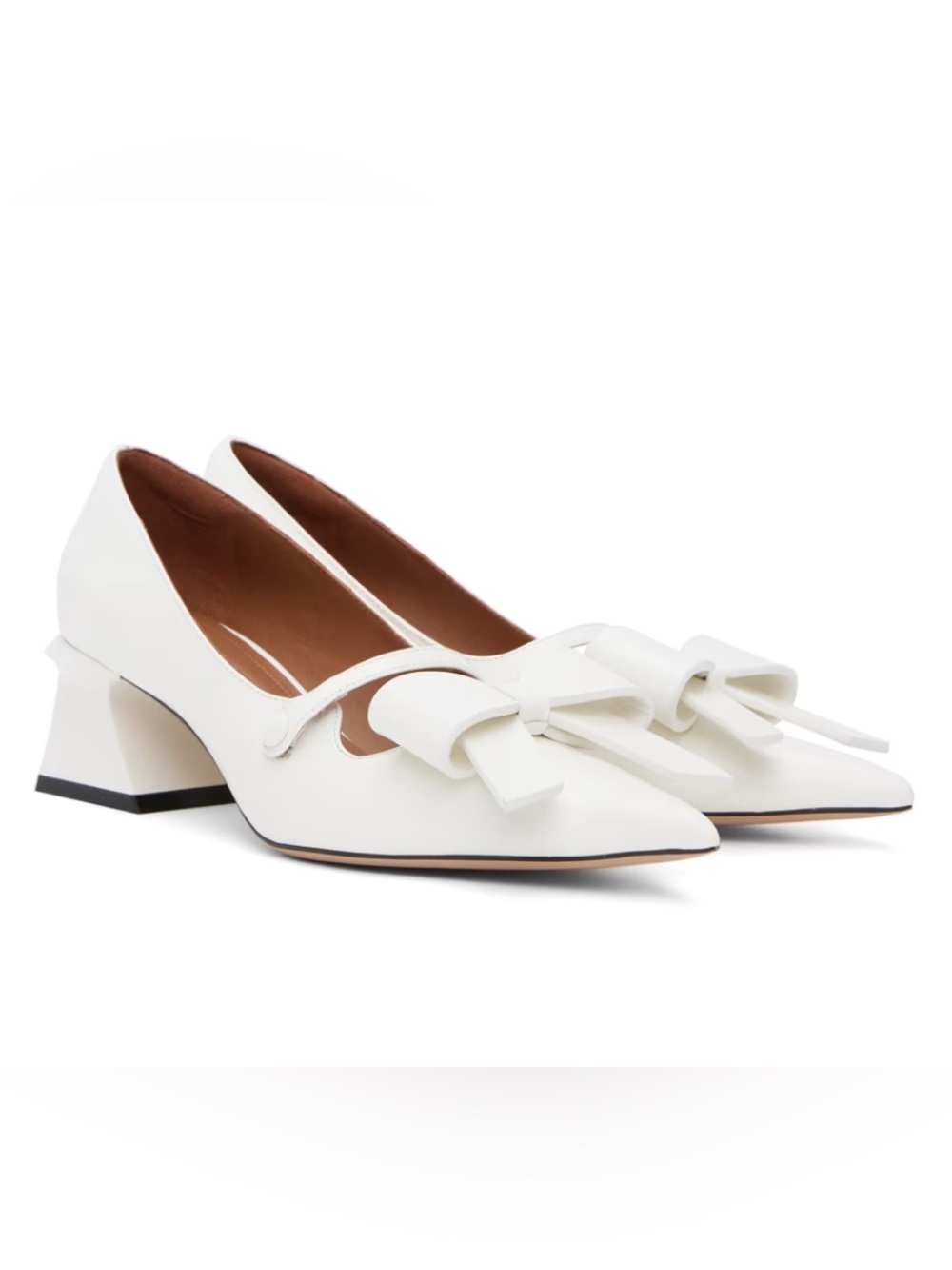 SHUSHU/TONG White Pointed Heels with Bows NWT